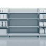Shelves,in,the,supermarket.,3d,rendering